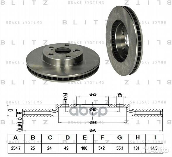 Диск тормозной вентилируемый перед BS0315 B