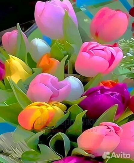 Картина по номерам 40x50 Букет тюльпанов неимоверн