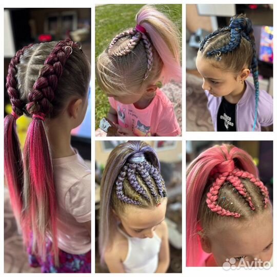 Плетение кос, с канекалоном, брейды