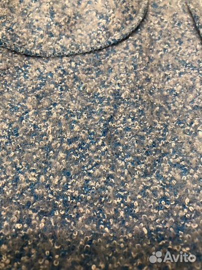 Пальто р 44 букле голубое без застежки