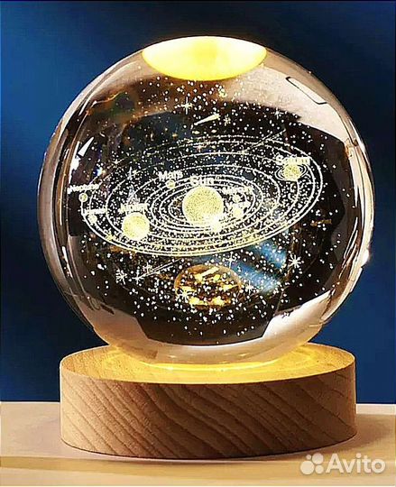 Светильник ночник Хрустальные 3D Шары 8см LED