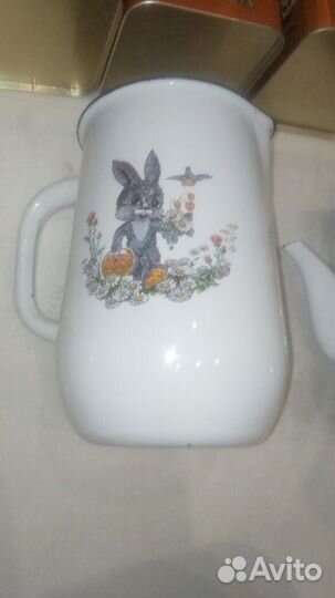 Посуда СССР, жестяные банки, эмалированный кувшин