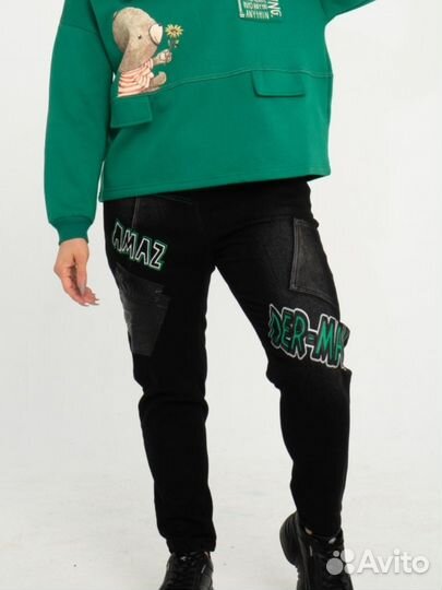 Джинсы с начесом, теплые, размер 58 - 60