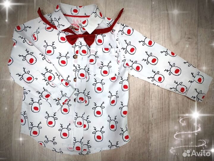 Праздничная рубашка с бабочкой, на 80см