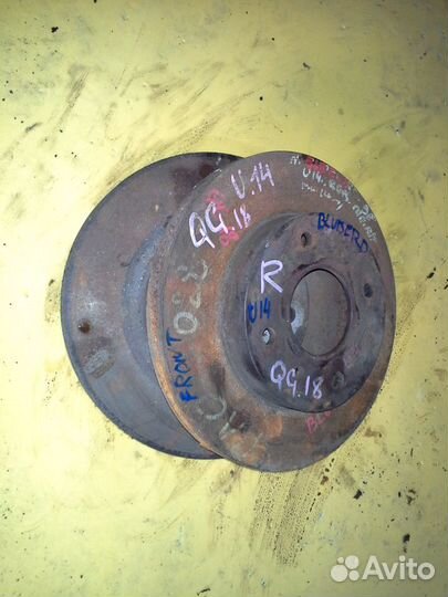 Тормозной диск передний на nissan bluebird ENU14