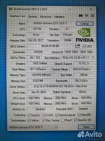 Gtx 1070 Ti 8Gb Gddr5 Palit Jetstream/Идеал