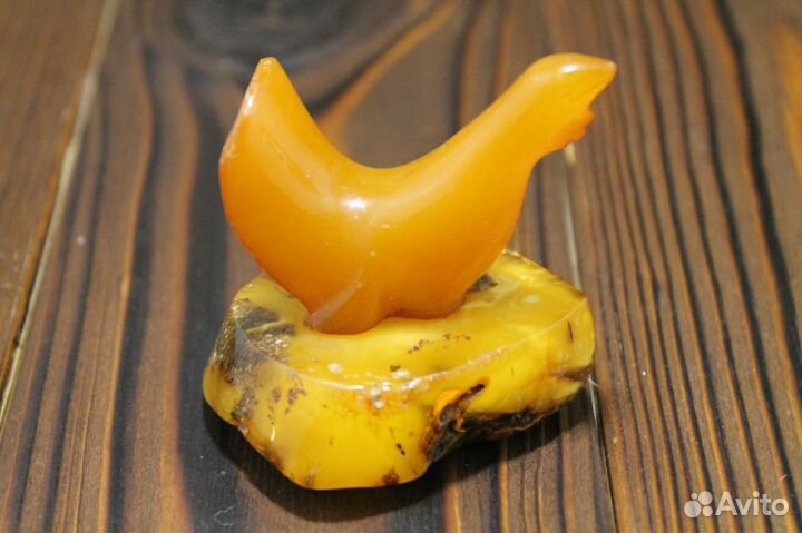 Ретро Янтарная Фигура Глухарь Из СССР Янтарь