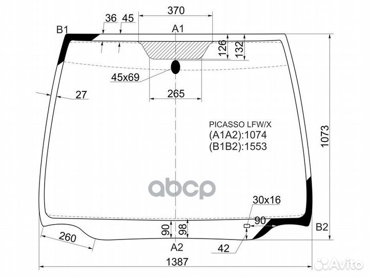 Стекло лобовое Citroen Xsara Picasso 99-09 picasso
