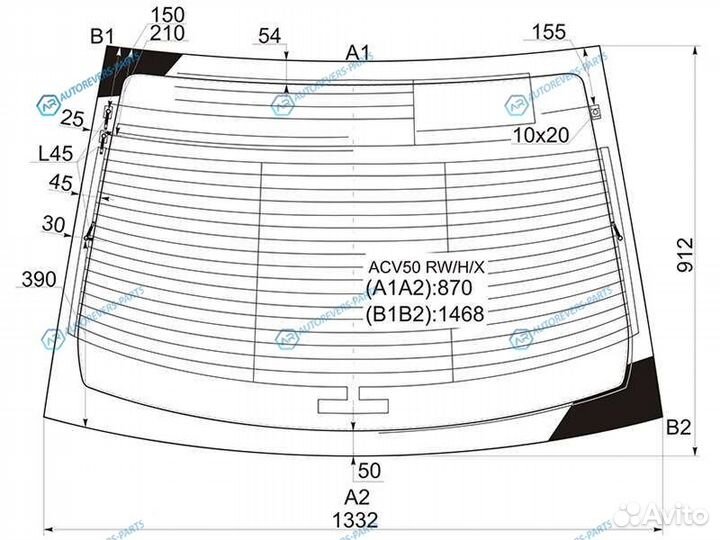 ACV50 rwhx Стекло заднее с обогревом toyota camry