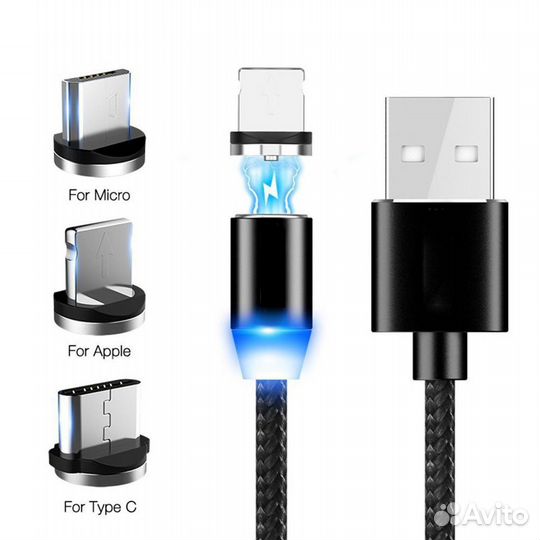 3в1 USB cable magnit iPhone/micro/Typ-C