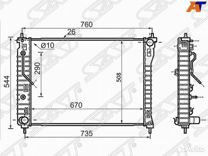 Радиатор охлаждения Шевроле Каптива 2.4/3.2 07