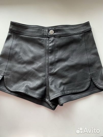 Шорты кожанеые с высокой пасадкой
