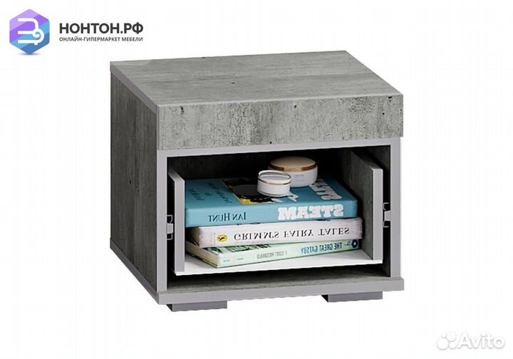 Тумба прикроватная Инстайл бетон / белый