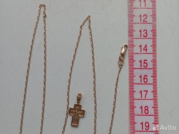 Золотой крестик женский и цепочка