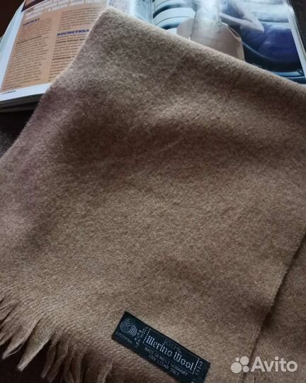 Бежевый шарф мериносовая шерсть премиум