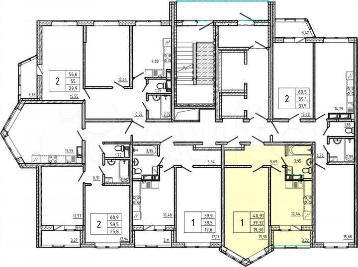 2-к. квартира, 40,9 м², 8/18 эт.