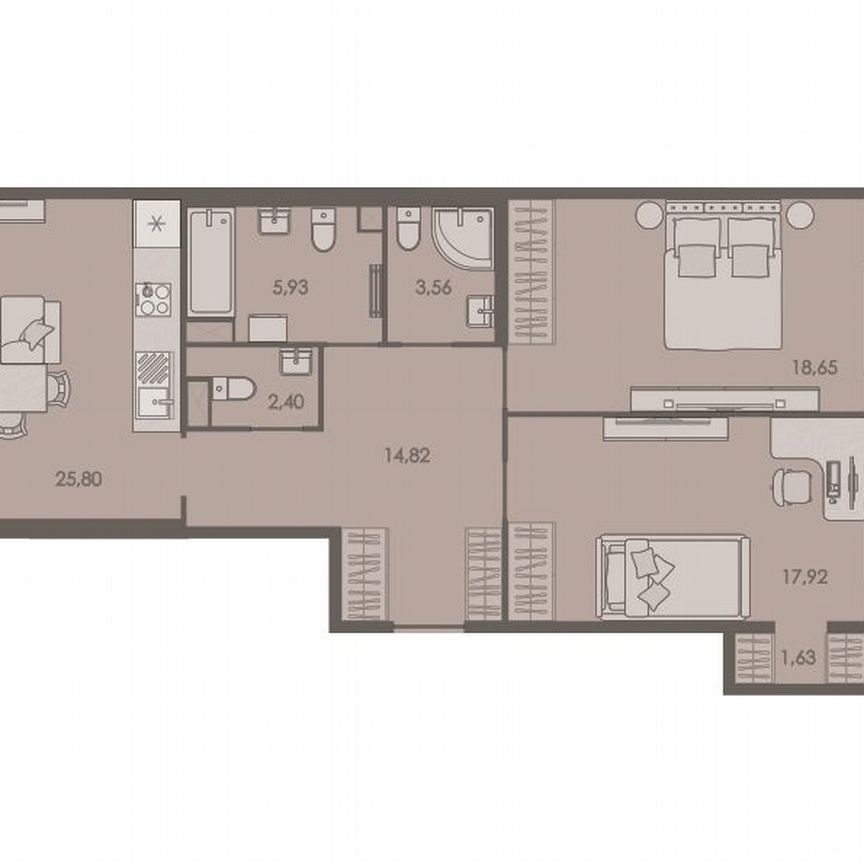 2-к. квартира, 91 м², 6/8 эт.