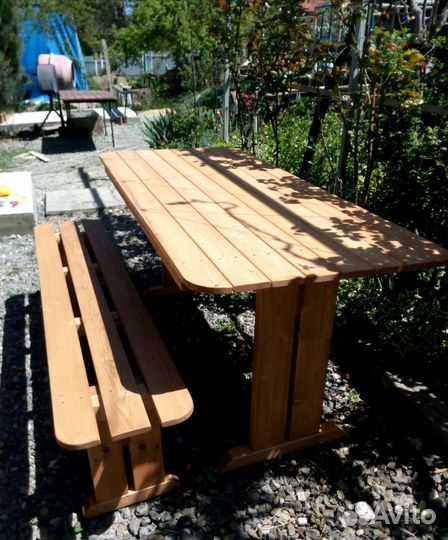Стол деревянный в беседку,садовая террасная мебель