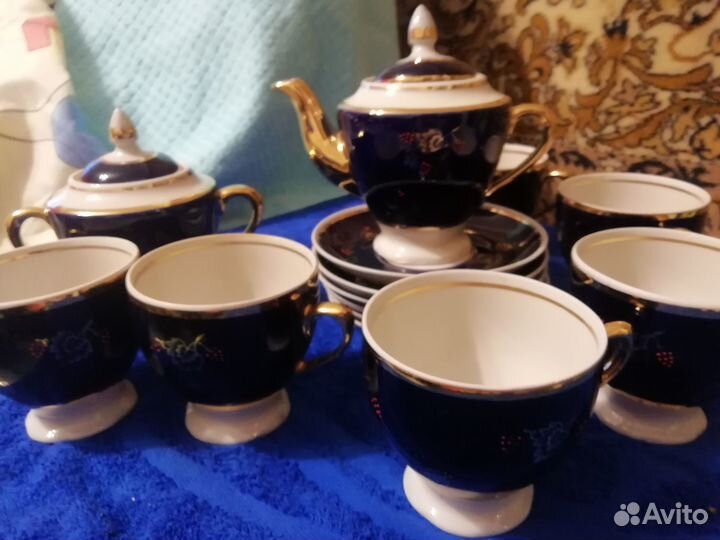 Новый чайный сервиз кобальт