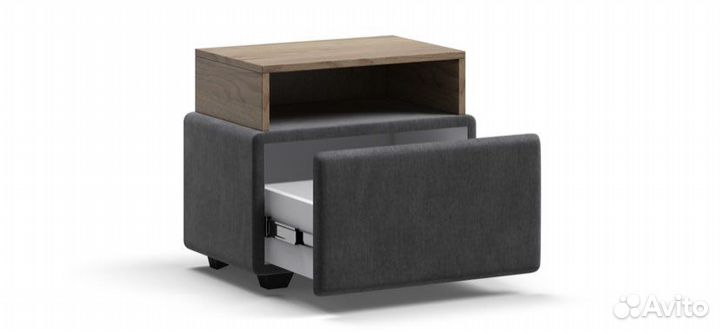 Тумба boss велюр Monolit серый, крафт табачный