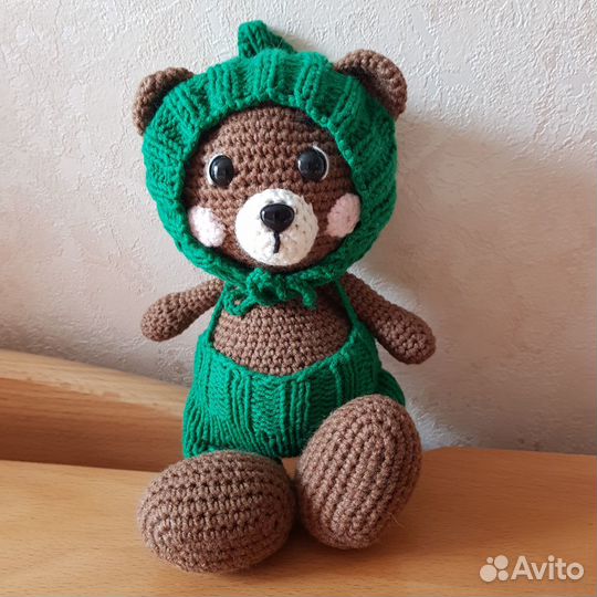 Вязаная игрушка зайка, мишка, панда, единорог