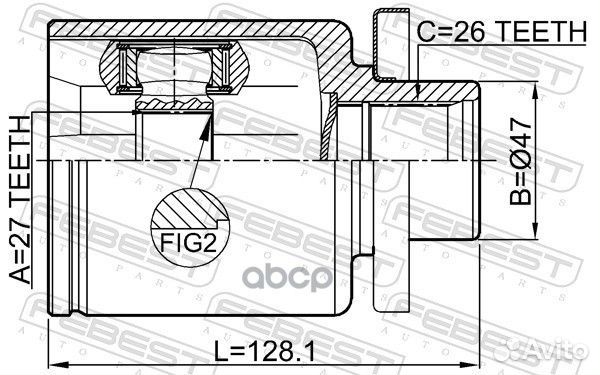 Шрус внутренний левый 27x47x26 volkswagen