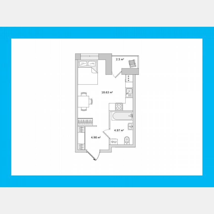 Квартира-студия, 28,1 м², 19/21 эт.
