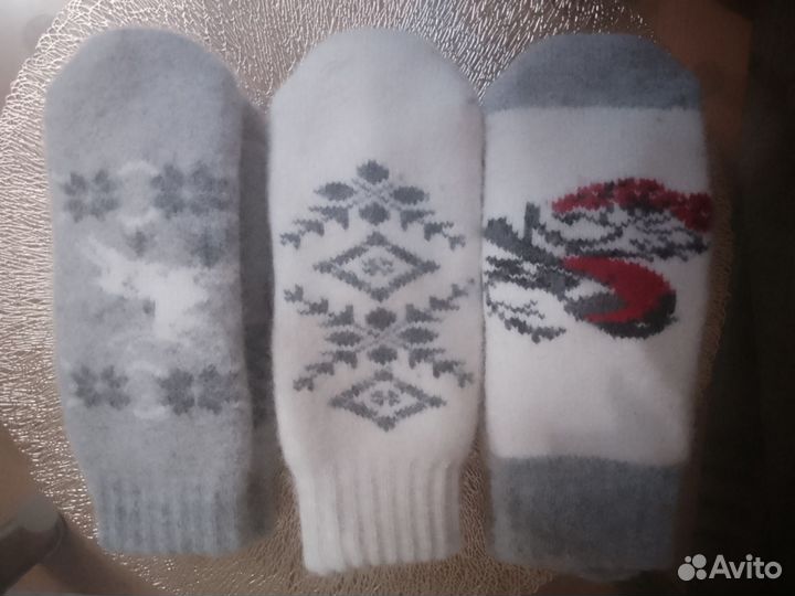 Варежки из натуральной шерсти и козьего пуха