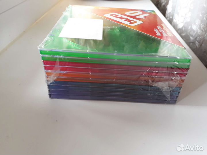Коробки для дисков пластик, цветные 10 штук
