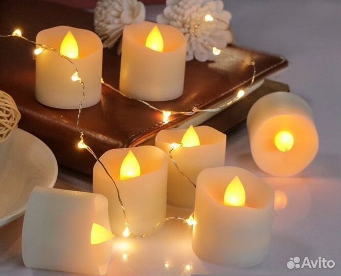 Мерцающая LED свеча белая