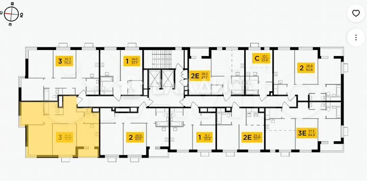 3-к. квартира, 72,9 м², 11/24 эт.