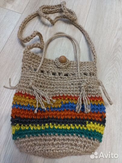 Вязаная сумка из джута. Pinterest