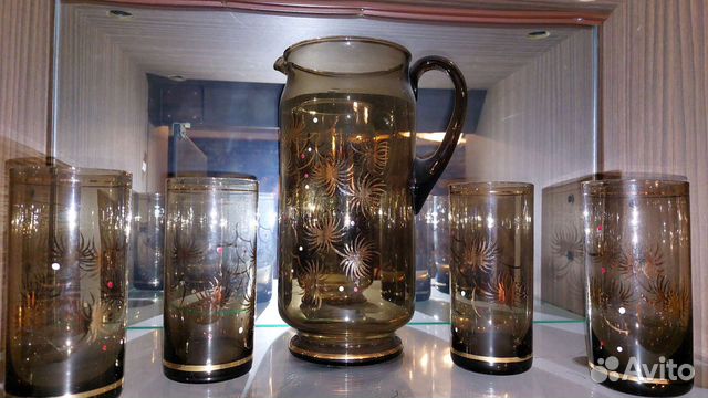 Графин и 6 бокалов богемское 8стекло