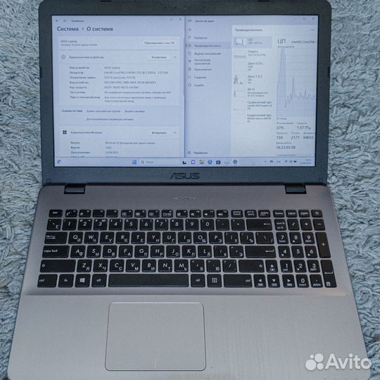 Ноутбук asus/i3/MX130 2Gb/12Gb/500Gb HDD+120Gb SSD