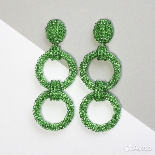 Серьги кольца клипсы блестящие Ручная работа