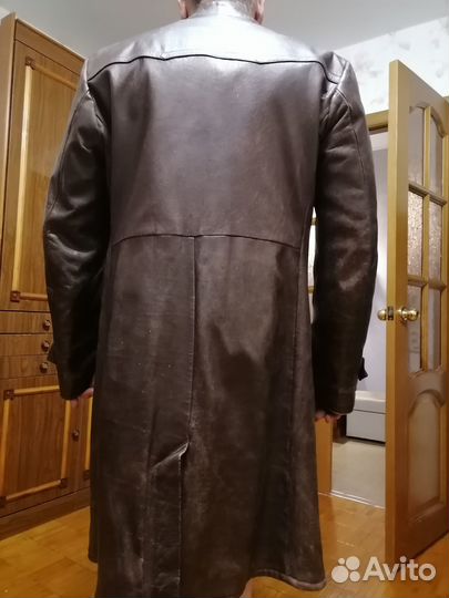 Плащ кожаный мужской бу