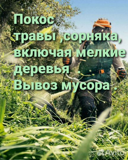 Вывоз мусора Уборка покос, спил деревьев
