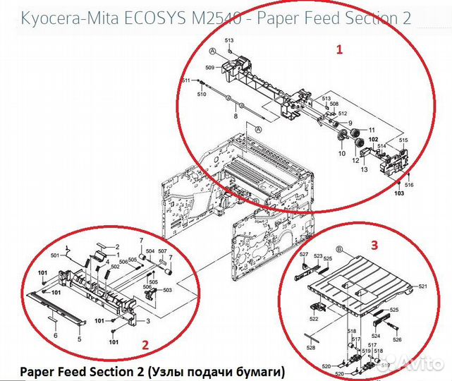Мфу Kyocera Mita ecosys M2540dn в разборе