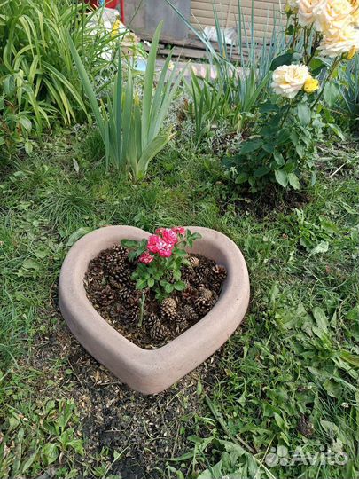 Клумба из бетона Сердечко