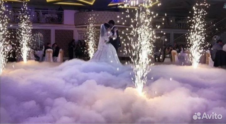 Тяжёлый дым/холодные фонтаны/конфетти/снег