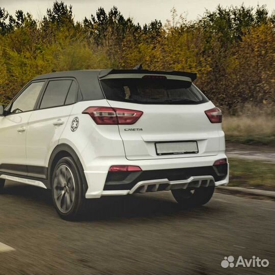 Юбка заднего бампера для Hyundai Creta абс пластик