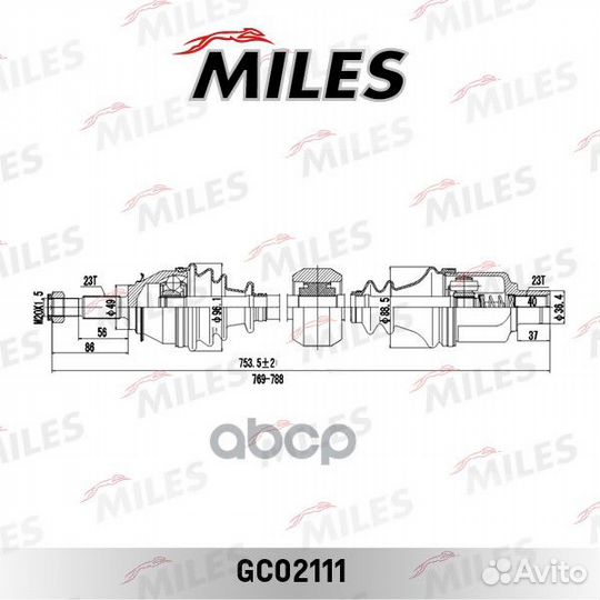 Привод miles GC02111 LADA largus правый WDA2003