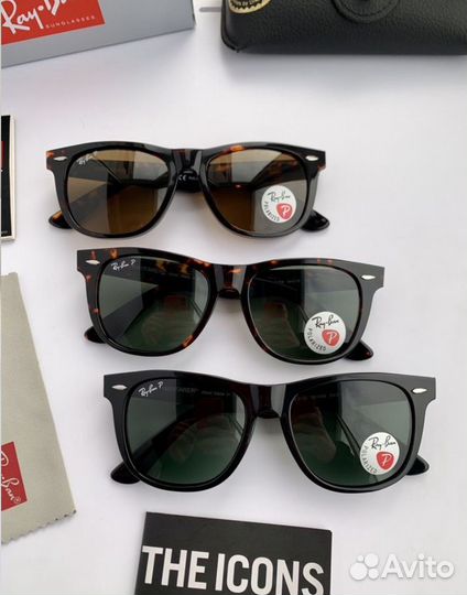 Очки ray ban wayfarer polaroid черные