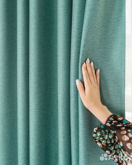 Комплект штор рогожка Орфей Бирюза