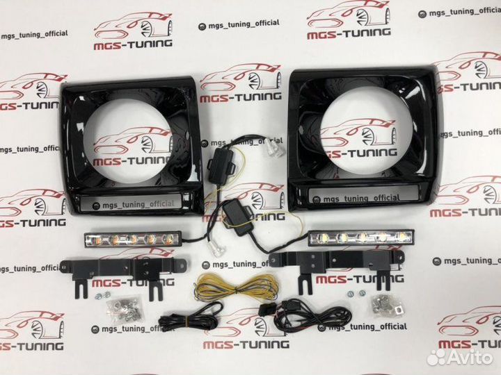 Очки с бегающими дхо Mercedes G-class w463 black