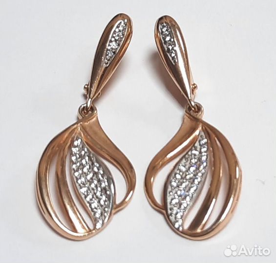 Серьги позолоченное серебро 925 пр. вес 3,91 гр