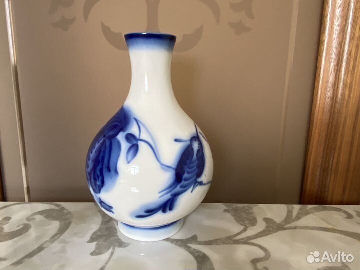 Винтажная ваза Роспись Птичка лфз СССР