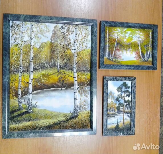 Панно с изображением пейзажей из камня