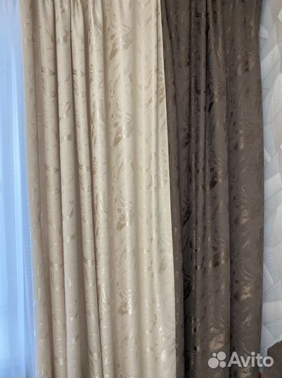 Шторы бежевые коричневые