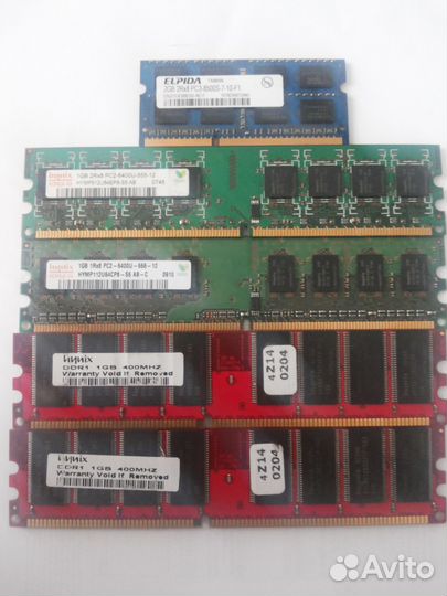 Модули оперативной памяти DDR1, DDR2, DDR3